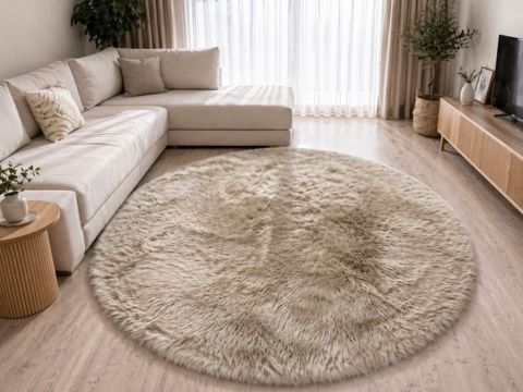 Xalça 8675_51723560, dovşan tükü, krem, 150x150 sm — Bakı