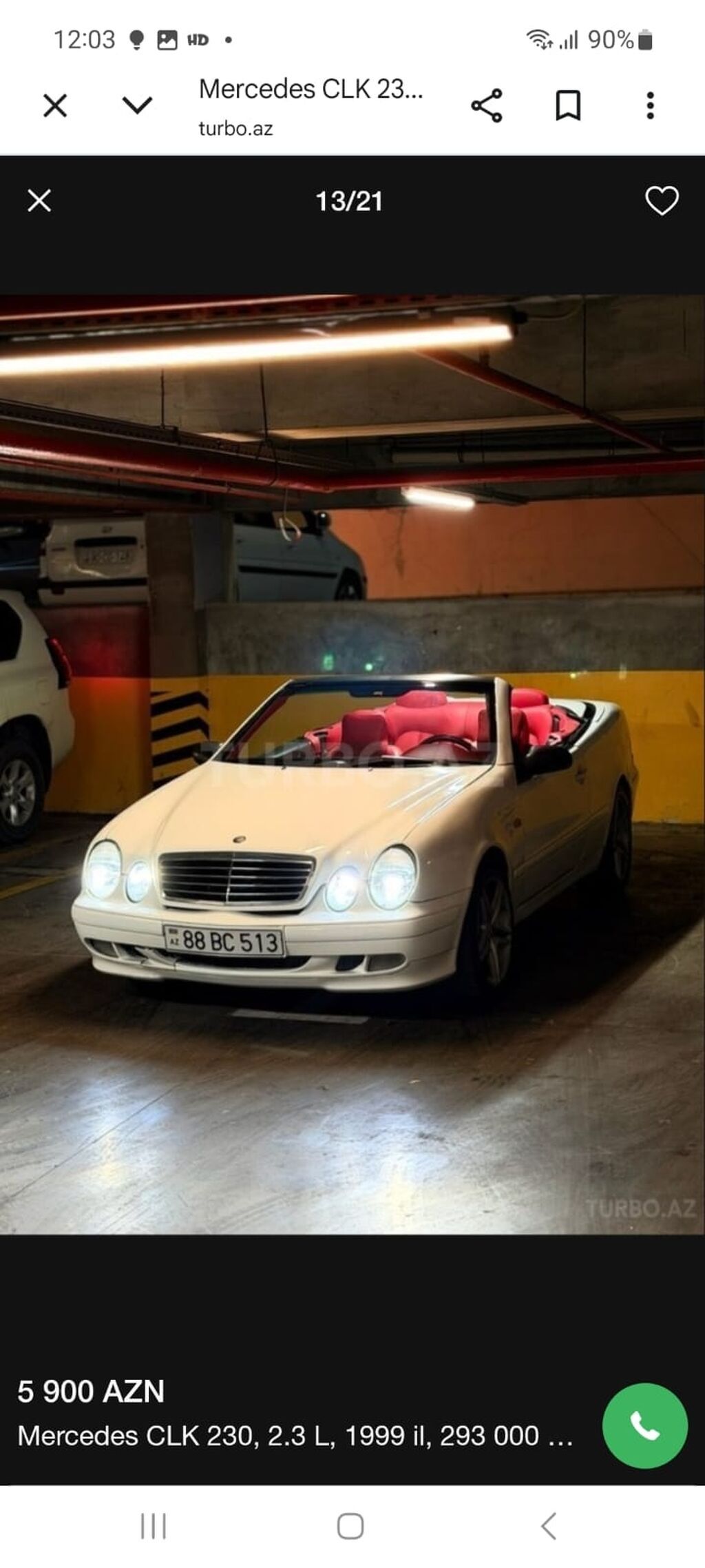 Mercedes-Benz SLK 230: 2.3 l 1999 il Kabriolet 88-BC-513 — Avtomobillər, Digah (4)
