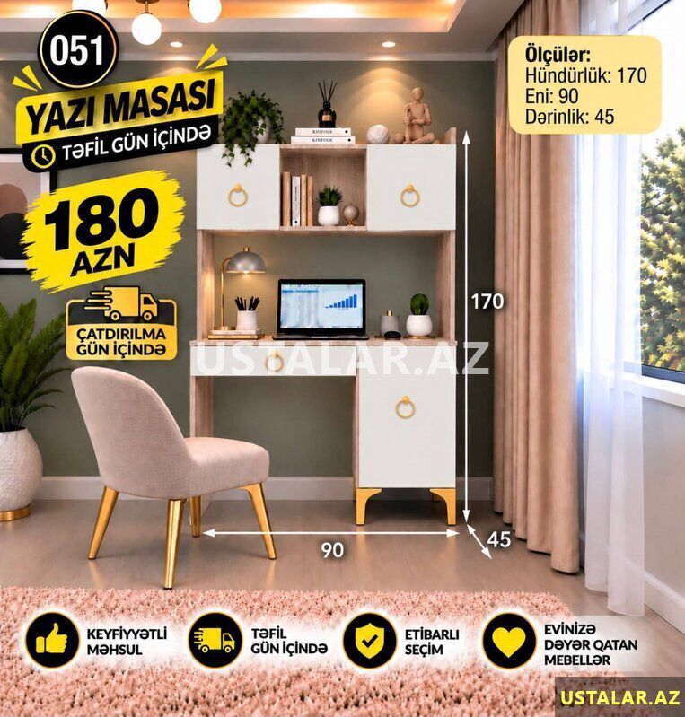 Yazi masasi hazir — Mobilyaların montajı, təmiri və restavrasyonu, Bakı (6)