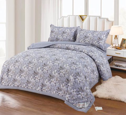 Yataq dəsti 9883, ikinəfərlik, yorğan üzü 230x200 sm, mələfə 250x245 sm, yastıq üzü 50x70 sm, kətan, açıq bənövşəyi — Bakı