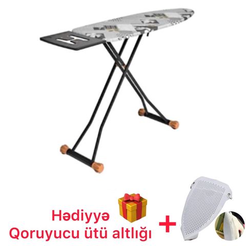 Ütü masası Perilla BB-000521, qoruyucu ütü altlığı hədiyyə, metal, 43x124 sm — Bakı