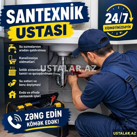 Santexnik ustası usta xidməti 7/24 aktiv — Bakı