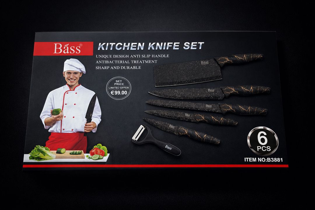 Bıçaq dəsti Bass, 6 əşya, qara — Mallar, Bakı (3)