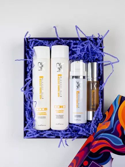 Saçlara qulluq üçün kosmetika dəsti GKhair Balancing Shampoo 300 ml + Balancing Conditioner 300 ml + Leave-in Cream 130 ml + Serum 50 ml — Mallar, Bakı