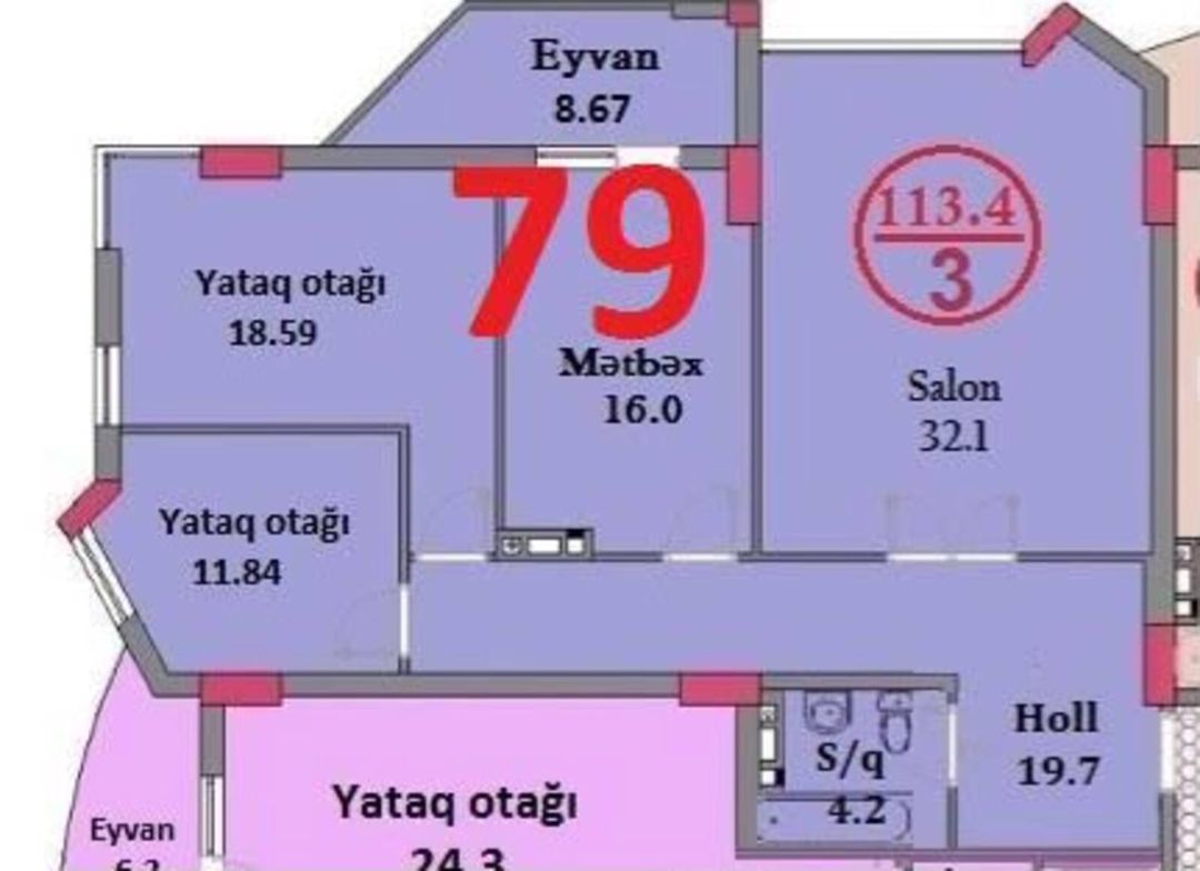 Satılır 3 otaqlı yeni tikili 113 m² — Mənzil, Bakı (3)
