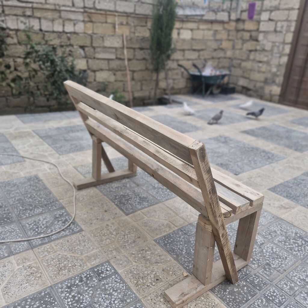 Açıq hava üçün taxta skamyə isdeyen ucun stol da yiqilir - Material — Skamyalər, Digah (3)