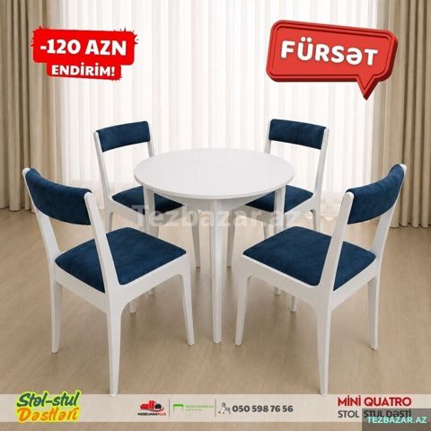 Mini Quatro stol stul dəsti (yumuru) Endirimlə — Bakı