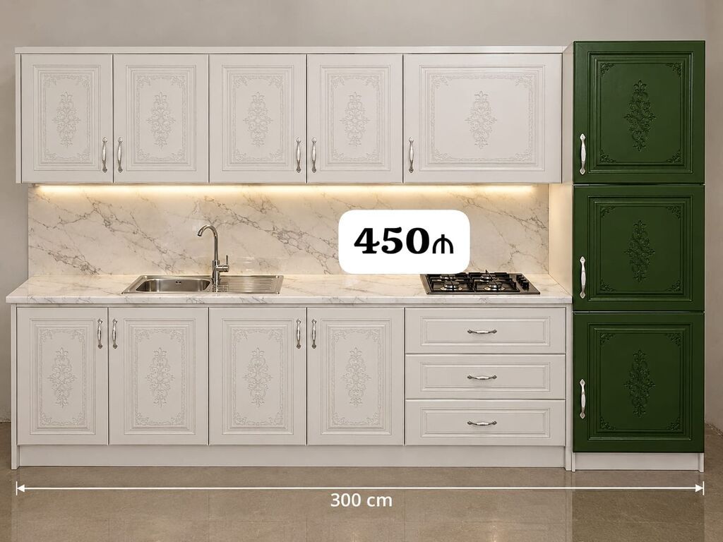 Membran mətbəx mebeli 450₼. istifadə olunmayıb. Üzəri mərmər. Ölçü — Mətbəx mobilyası, Bakı