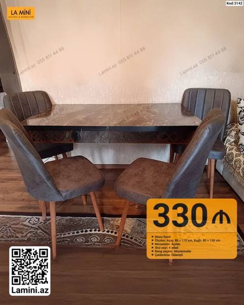 Masa dəsti – La Mini - Model: Kod 3142 - Masa səthi: mərmər naxışlı — Баку