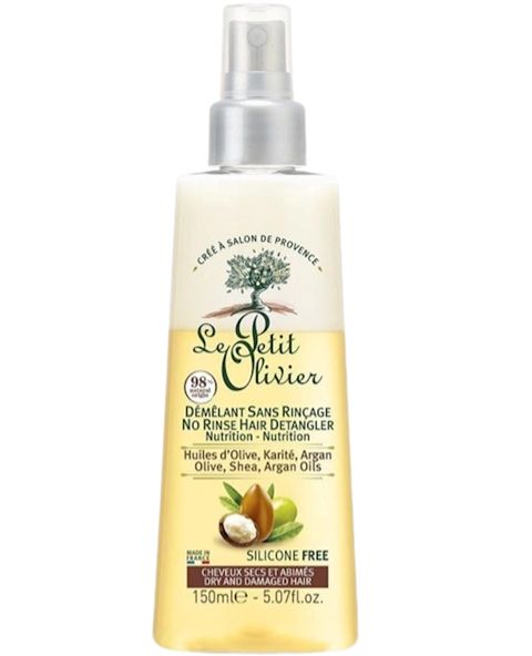 Saçlar üçün sprey Le Petit Olivier No Rinse Hair Detangler and Nutrition, zeytun, arqan və şi yağları ilə, 150 ml — Bakı
