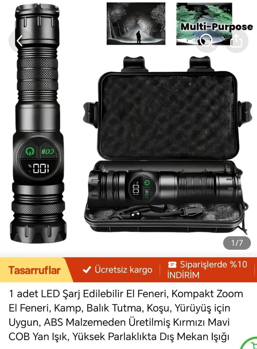 LED şarj edilə bilən əl fənəri – kompakt zoom funksiyalı, çoxməqsədli — İşıqlandırma, Qobu