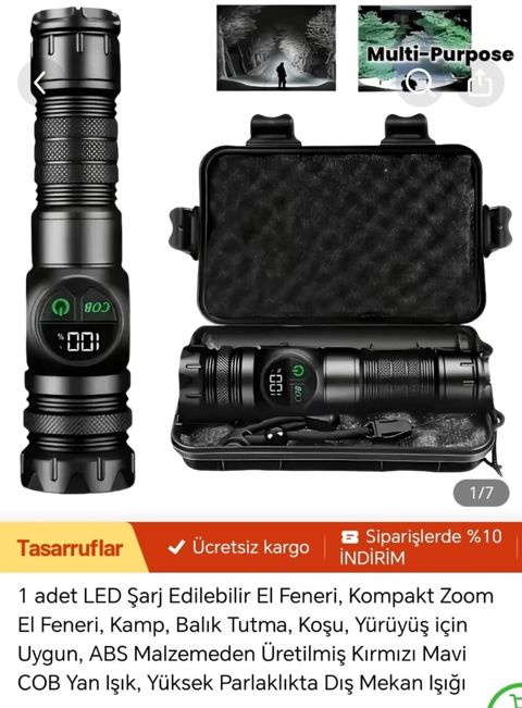 LED şarj edilə bilən əl fənəri – kompakt zoom funksiyalı, çoxməqsədli — Qobu