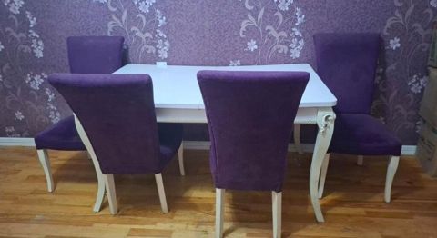 Qonaq otağı üçün, İşlənmiş, Açılan, Dördbucaq masa, 6 stul — Bakı