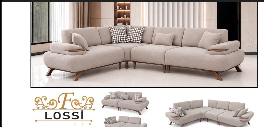 Künclü divan 2617126, parça/taxta/dəmir, krem/boz, 240x330 sm — Divanlər, Bakı (2)