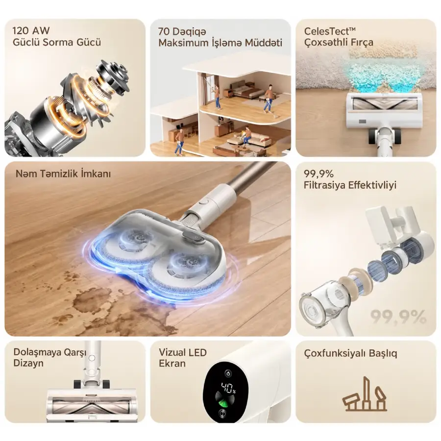 Dreame Cordless Vacuum Cleaner R10s Aqua (VZV25A) — Tozsoran, Bakı