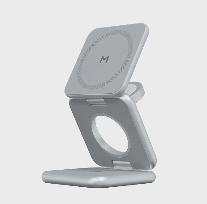 Wireless charger Magssory Fold Pro 3 in 1 for Apple Silver (WCH063s) — Telefonlar və qadjetlər, Bakı