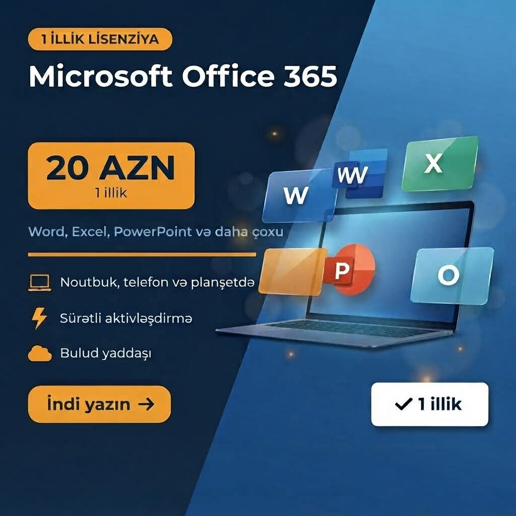 Tələbələr və İşçilər Üçün Office 365 - 1 İl Mıcrosoft Offıce 365 — Digər, Bakı