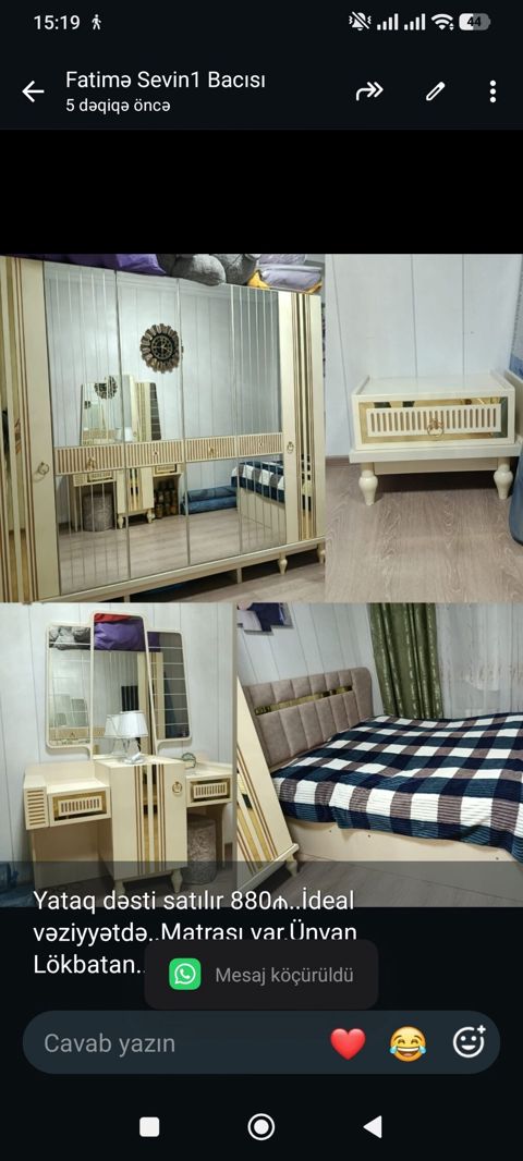 Yataq dəsti satılır 880₼. İdeal vəziyyətdə. Matrası var.Ünvan — Bakı
