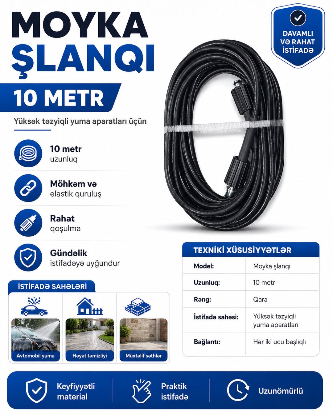 Yüksək təzyiqli yuyucu maşın şlanqı 2502314, 10 m — Mallar, Bakı