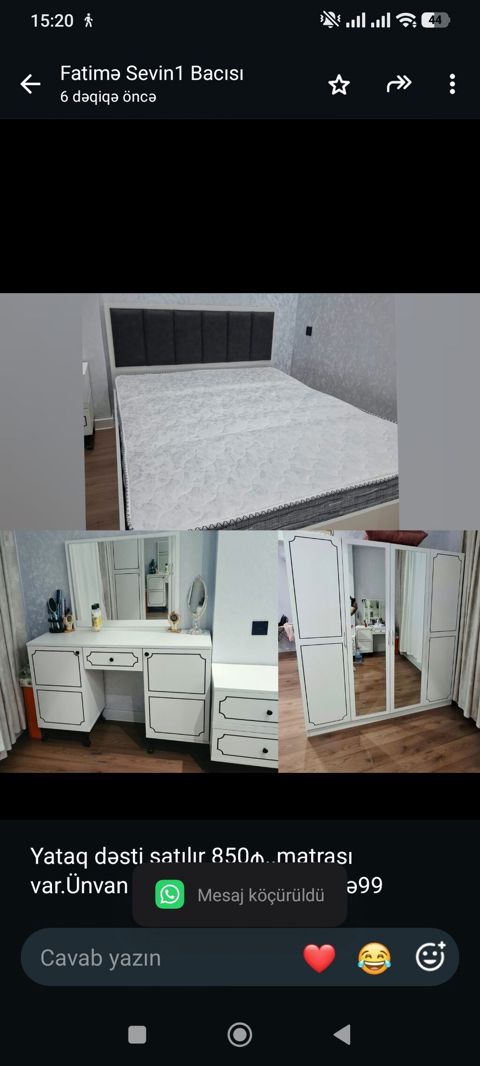 Yataq dəsti satılır 850₼. matrası var.Ünvan Masazır. 5966. Fatimə99 — Bakı