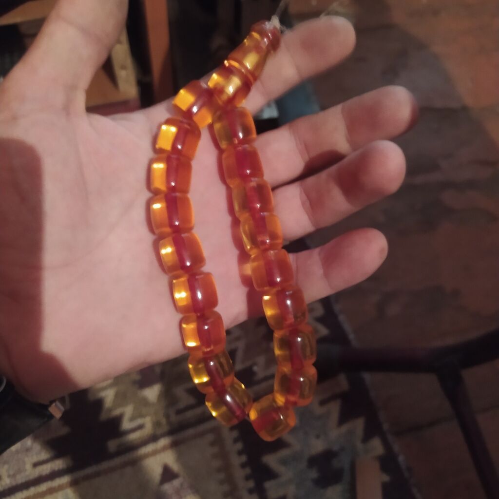 Amber rəngli təsbeh/sayğac muncuqlar - Material: şəffaf — Uca bilərziklər, Bakı
