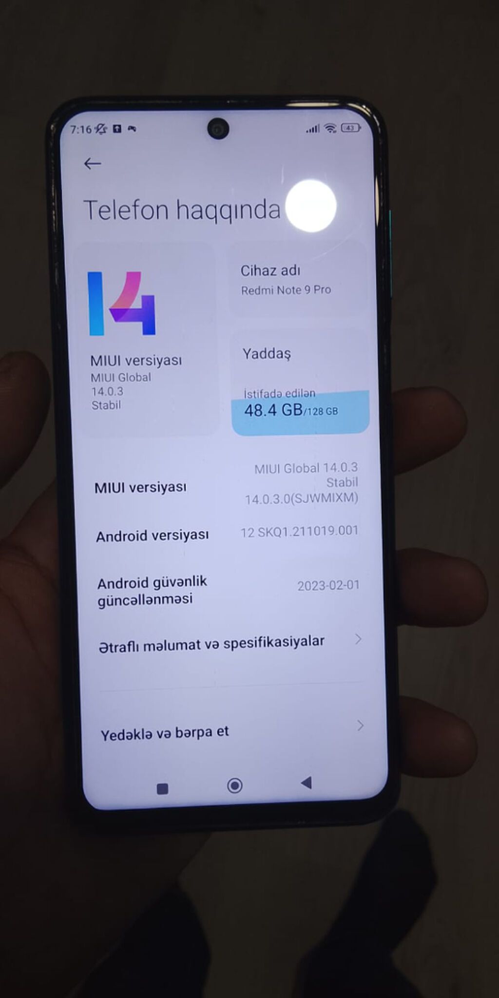 Redmi Note 9 Pro, 128 GB, rəng - Mavi, Barmaq izi, İki sim kartlı, Face ID — Xiaomi, Xırdalan (4)