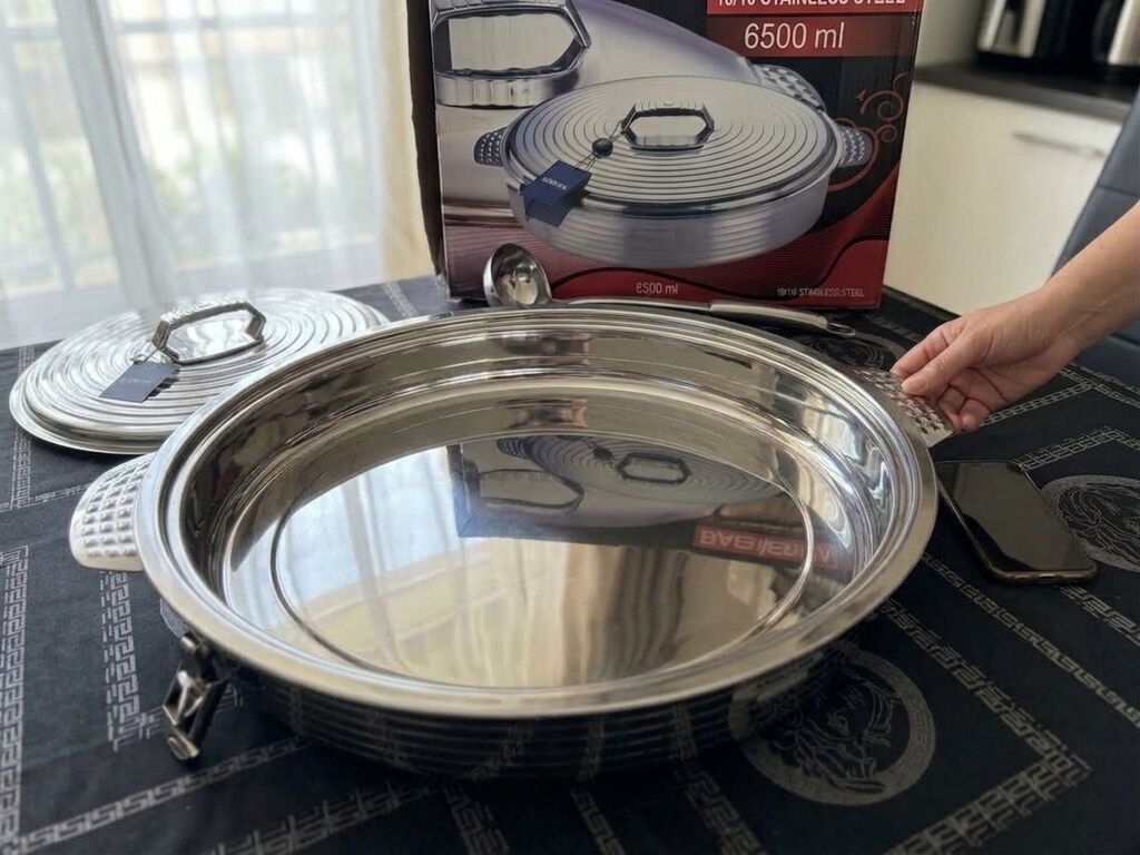 Sanjana paslanmayan poladdan oval yemək qabı – qapaqlı (6500 ml) — Məhsulların saxlanması, Bakı (2)