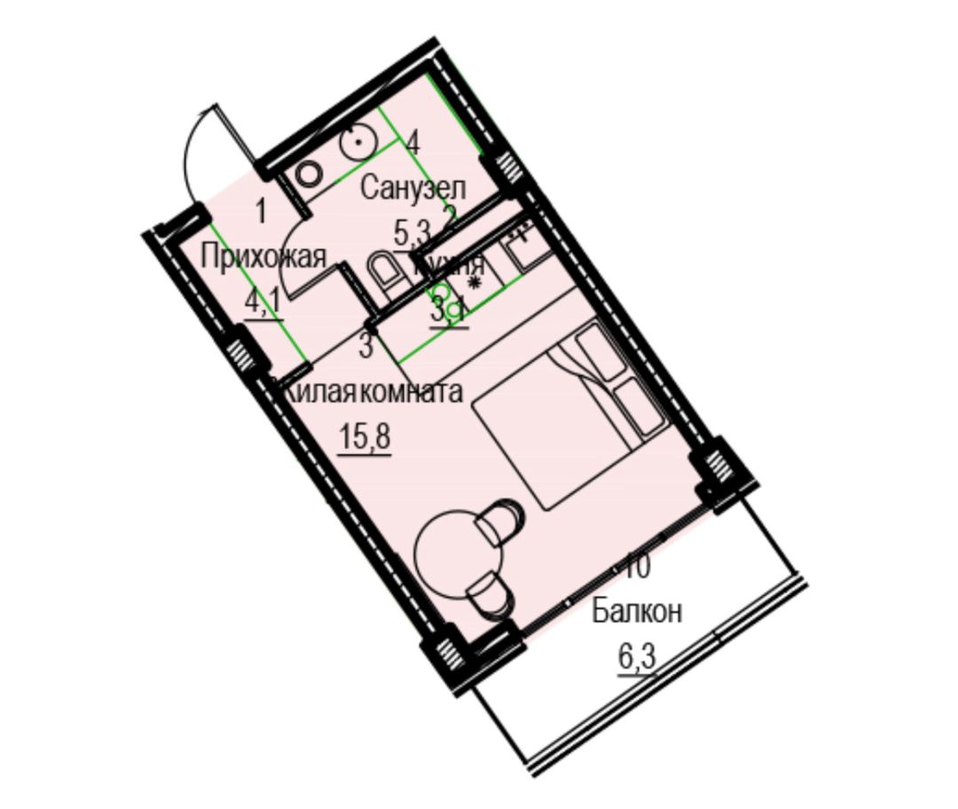 Satılır 1 otaqlı yeni tikili 40 m² — Mənzil, Bakı (2)