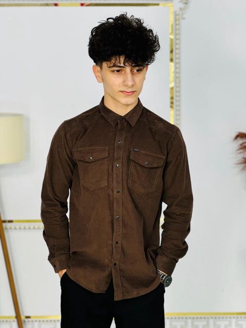 Uzunqol köynək kişilər üçün, Qəhvəyi, Velvet, ölçü 2XL — Bakı