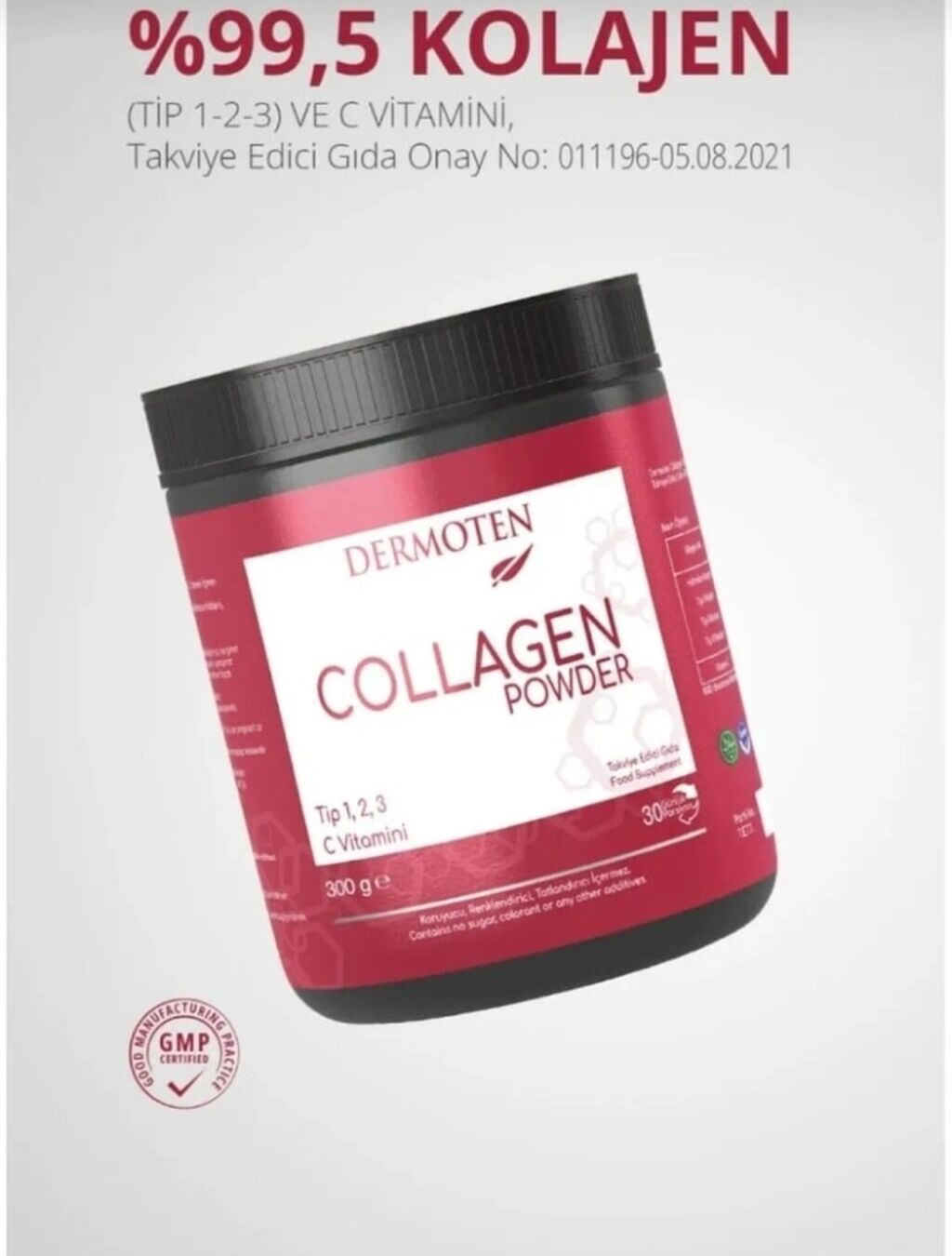 Dermoten Collagen Powder – toz halında qida əlavəsi - Tərkib: %99,5 — Vitaminlər və qida əlavələri, Güzdək