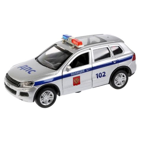 Maşın "Технопарк" Volkswagen Touareg Polis, uzunluq 12 sm, 3 yaşdan, metal, qapıları açılır, boz — Bakı