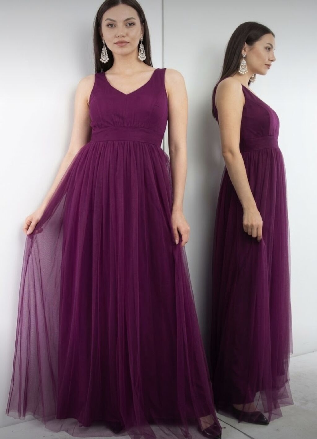 Ziyafət paltarı - Model: A-kəsim, tor (tül) üst qatlı, bel hissəsi — Axşam paltarları, Bakı