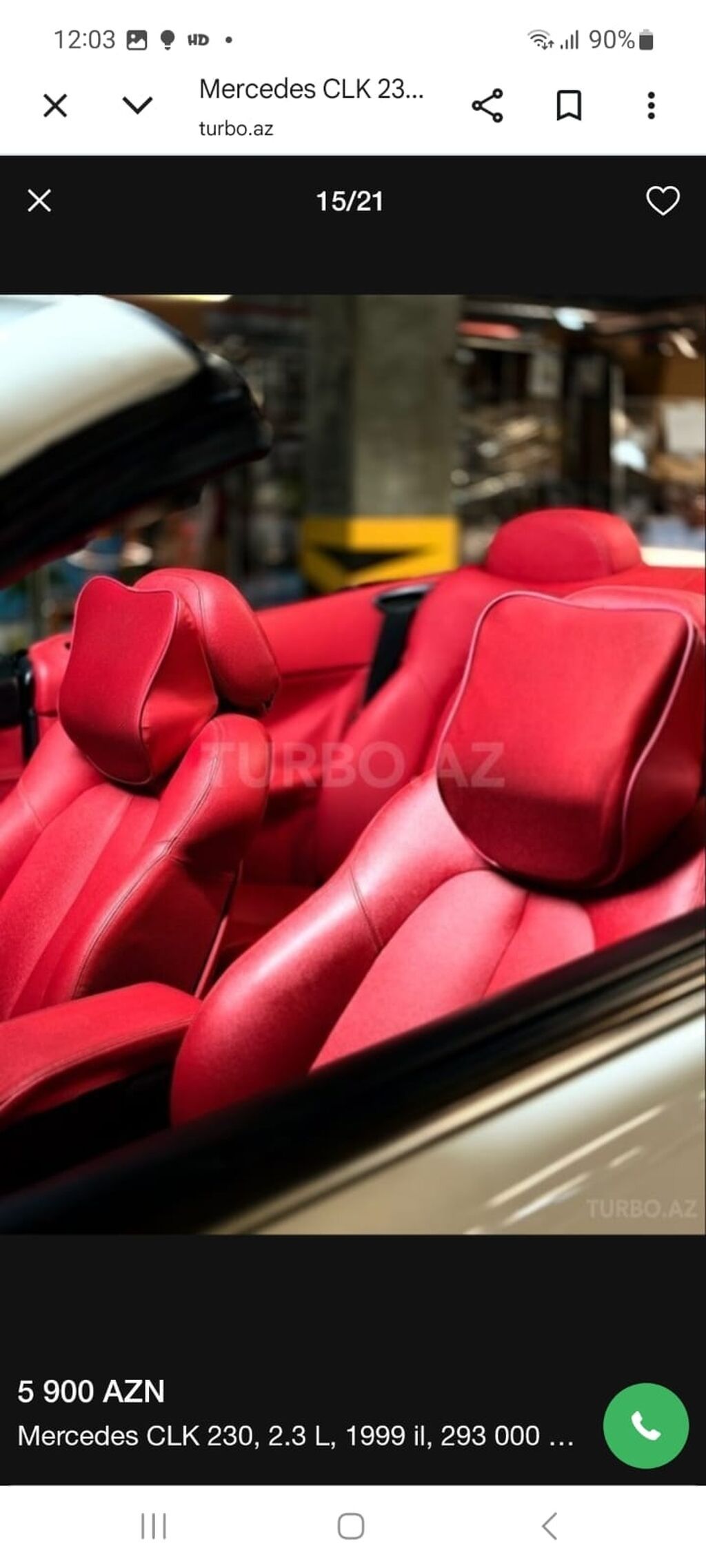 Mercedes-Benz SLK 230: 2.3 l 1999 il Kabriolet 88-BC-513 — Avtomobillər, Digah (8)