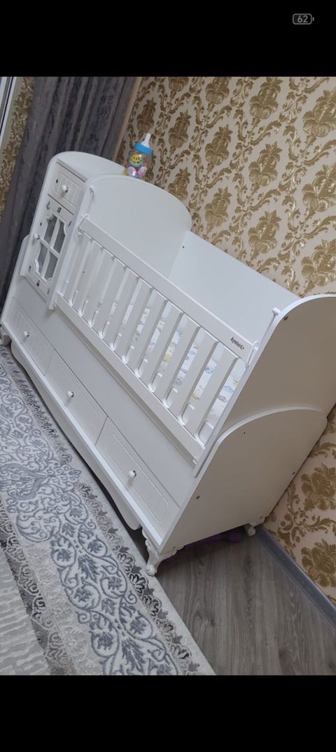 Uşaq beşiyi – çoxfunksiyalı, ağ rəng - Material: MDF/taxta — Bakı