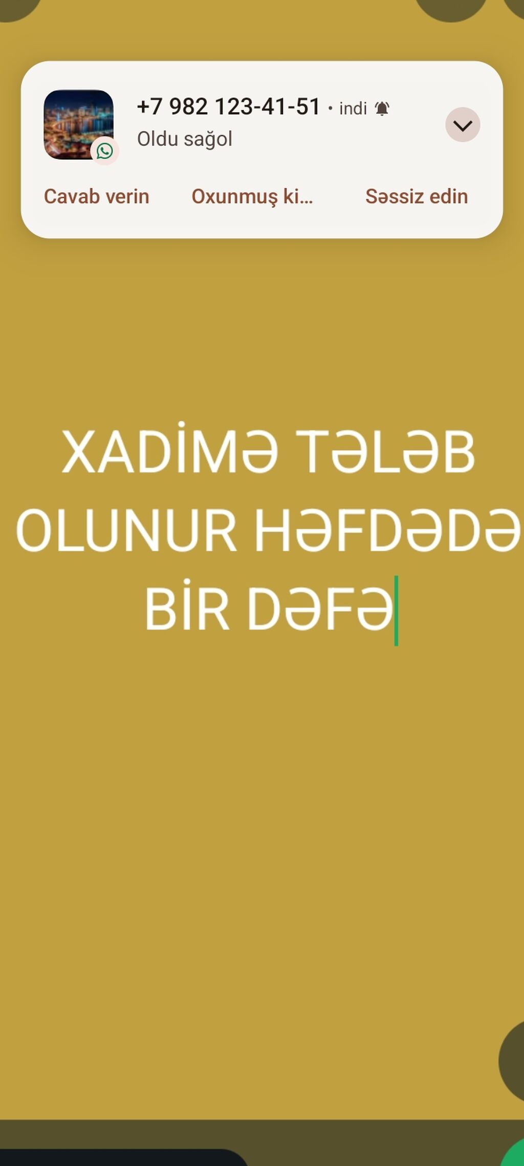 Xadimə tələb olunur, 30-45 yaş, 3-5 illik təcrübə, 6/1, Həftəlik ödəniş — Ev personali və təmizlik, Bakı