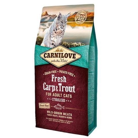 Quru yem sterilizasiya edilmiş pişiklər üçün Carnilove Fresh Carp & Trout, 1 kq — Bakı