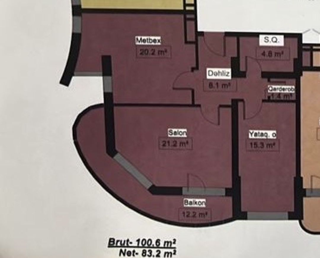 Satılır 2 otaqlı yeni tikili 101 m² — Mənzil, Bakı (9)