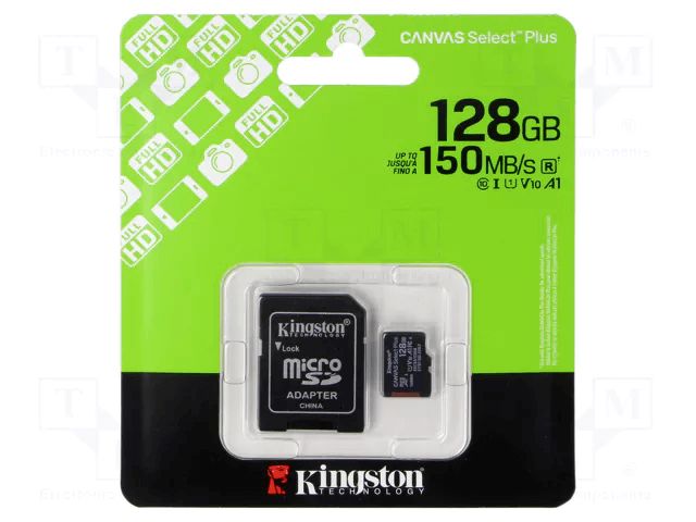 Kingston 128GB microSDXC Canvas Select Plus Gen3 150MB/s A1 Card + Adapter SDCS3/128GB — Kompüterlər və noutbuklar, Bakı