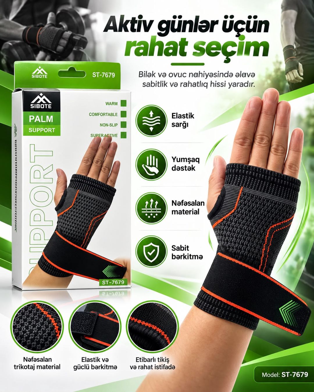 Bilək qoruyucusu universal tənzimlənən parça — Mallar, Bakı (2)