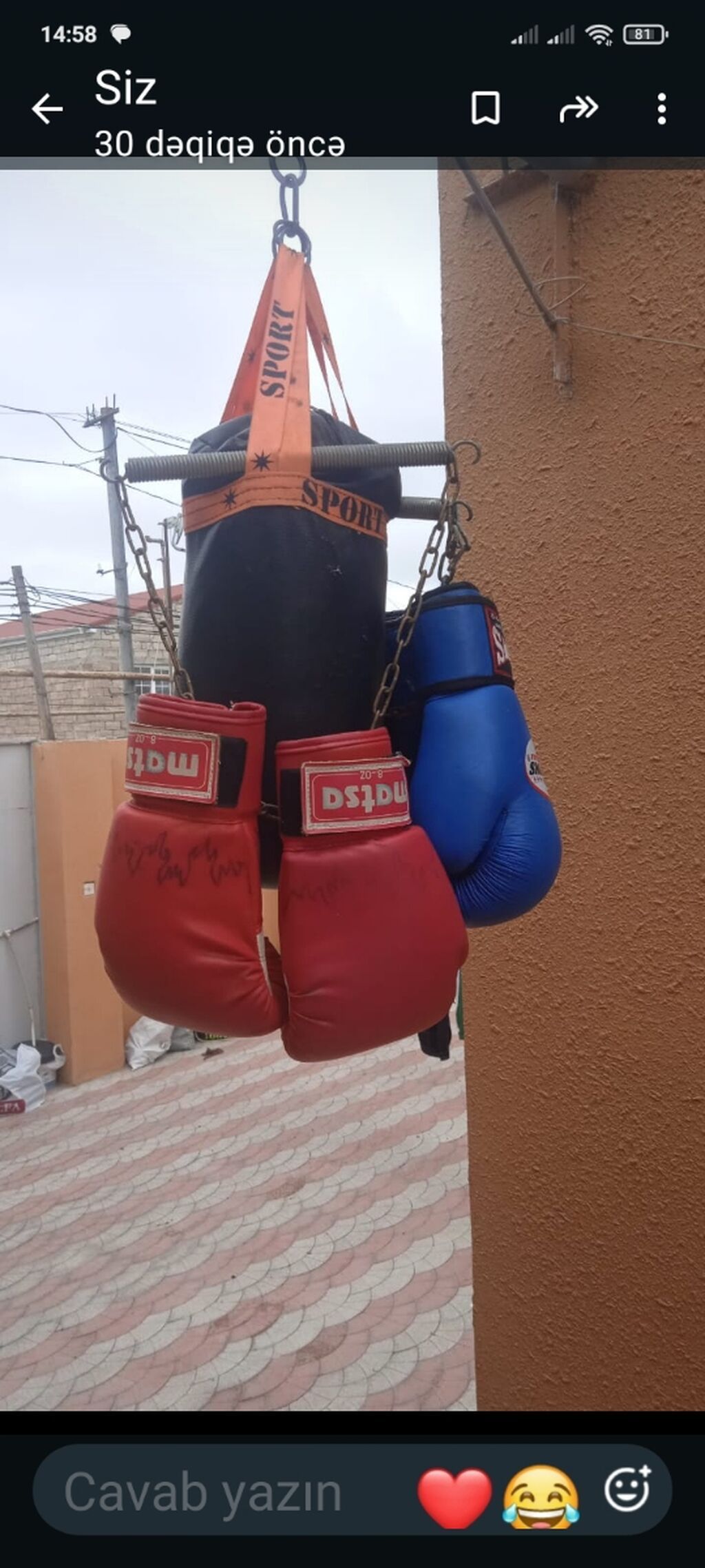 Boks dəsti - Asılqanlı boks kisəsi: ağır və sıx dolum, zəncir və — Döyüş sənətləri, Bakı (2)