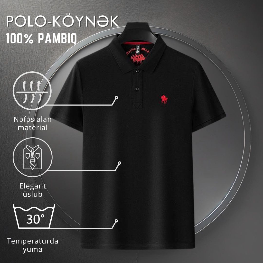 Kişilər üçün polo EB_1060, qara, pambıq, ölçü XXL — Mallar, Bakı