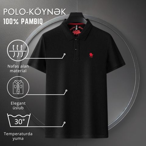 Kişilər üçün polo EB_1060, qara, pambıq, ölçü XXL — Bakı