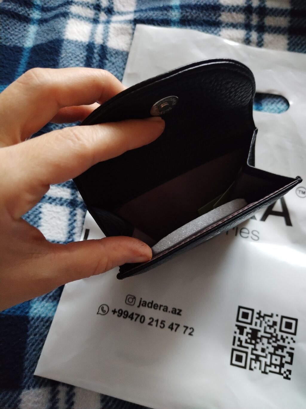 Jadera Accessories – qara miniatür pul qabı - Material: teksturalı — Cüzdanlar və vizit kartlıqları, Bakı (5)