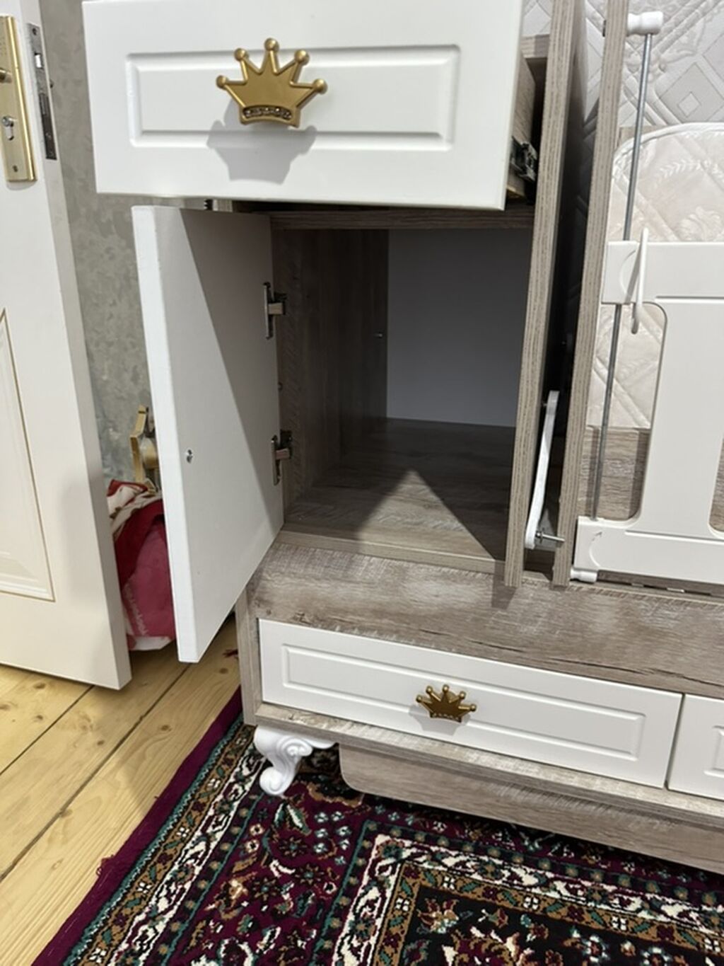 Uşaq beşiyi – “Melek Bebe” kombi model - Material: ağ–açıq palıd — Bəşikləri, Digah (5)
