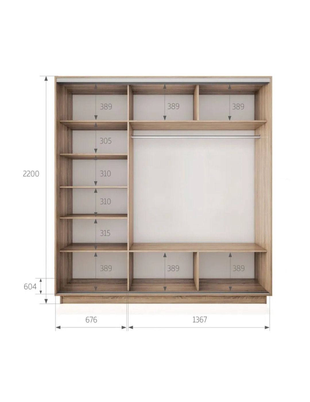 Şkaf SO00107, laminat, sonoma, 220x200x60 sm — Şkaflar, Bakı (2)