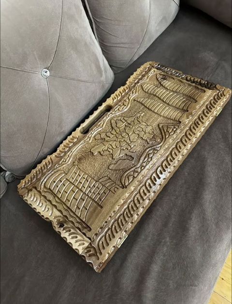 Ağac oyma nərd dəsti - Material: qoz ağac, əl işi oyma ilə — Xırdalan