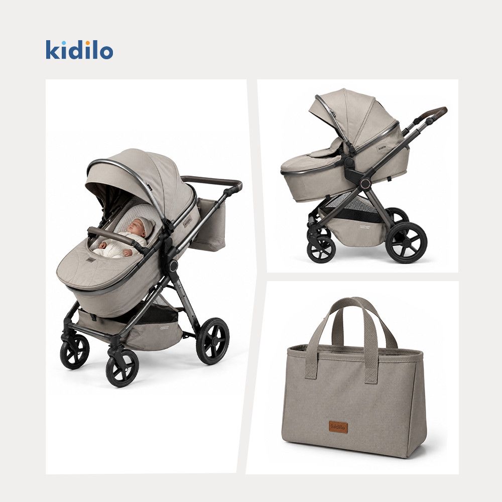 Uşaq arabası Kidilo K05 (2in1), 0-3 yaş, boz — Mallar, Bakı (2)