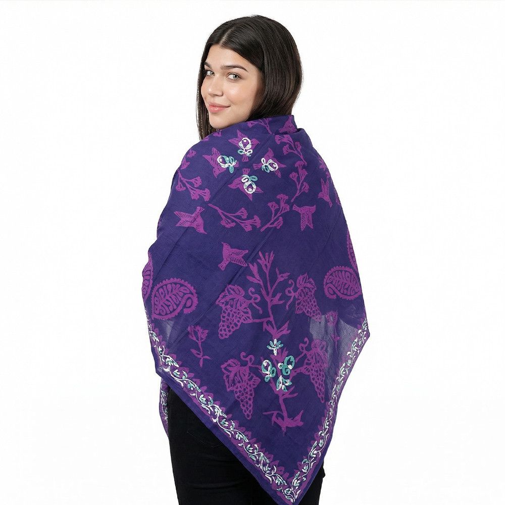 Kəlağayı Süsən S445, ipək, tünd bənövşəyi, 150x150 sm — Mallar, Bakı (2)