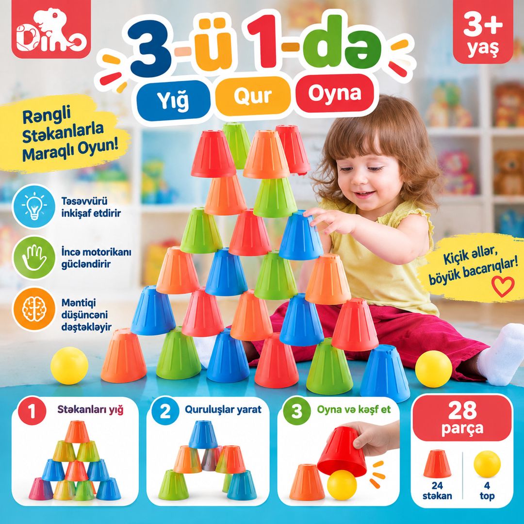 İnkişaf etdirən oyun dəsti Dino 3-ü 1-də, 3+ — Mallar, Bakı