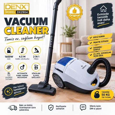 Denx DX2904 tozsoran – evinizdə təmizliyi asan edən güclü və praktik — Masazır